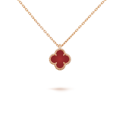 [Kincade Jewelrys]CLOVER MINI 9.5MM WHITE CARNELIANS NECKLACE