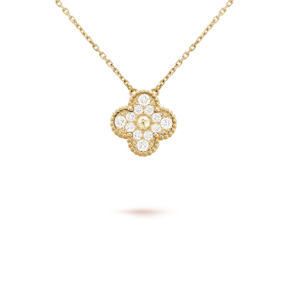 [Kincade Jewelrys]CLOVER 15MM DIAMOND SINGLE FLOWER NECKLACE