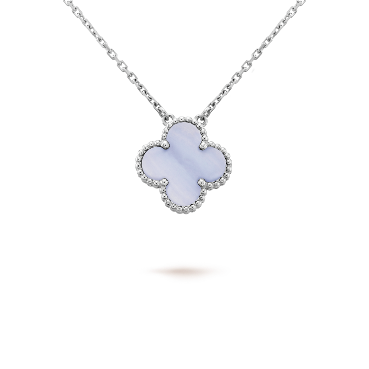 [Kincade Jewelrys]CLOVER 15MM BLUE CHALCEDONY NECKLACE SILVER