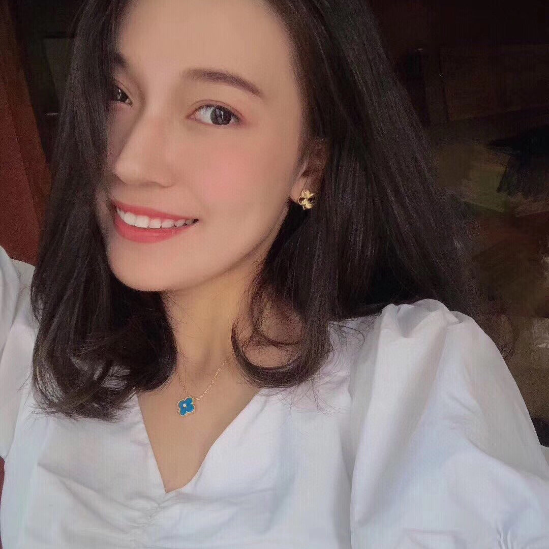 [Kincade Jewelrys]CLOVER 15MM DIAMOND AND BLUE AGATE NECKLACE