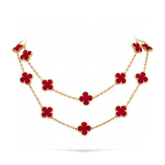 [Kincade Jewelrys]CLOVER 20 MOTIFS CARNELIAN NECKLACE