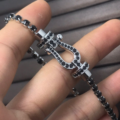 [Kincade Jewelrys]FORCE  LARGE HORSESHOE FULL DIAMOND TENNIS BRACELET