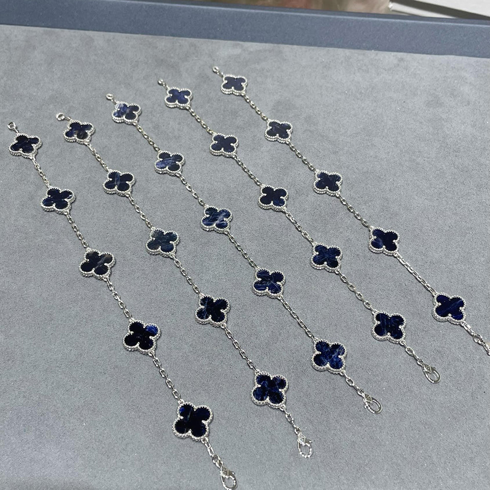 [Kincade Jewelrys]CLOVER 5 MOTIF PIETERSITE SILVER BRACELET