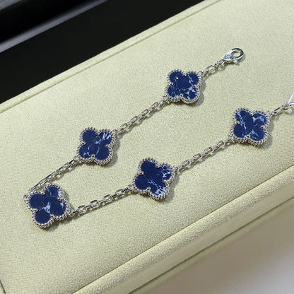 [Kincade Jewelrys]CLOVER 5 MOTIF PIETERSITE SILVER BRACELET