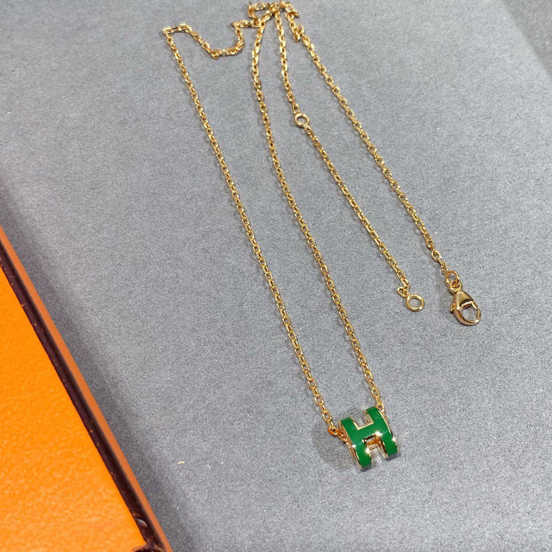 [Kincade Jewelrys]POP H GREEN NECKLACE SILVER AND GOLD