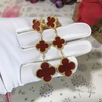 [Kincade Jewelrys]CLOVER 3 MOTIF CARNELIAN DROP EARRINGS