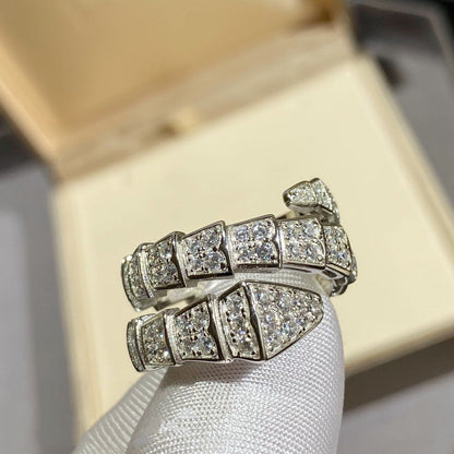 [Kincade Jewelrys]SERPENTI DOUBLE RING SILVER DIAMOND PAVED