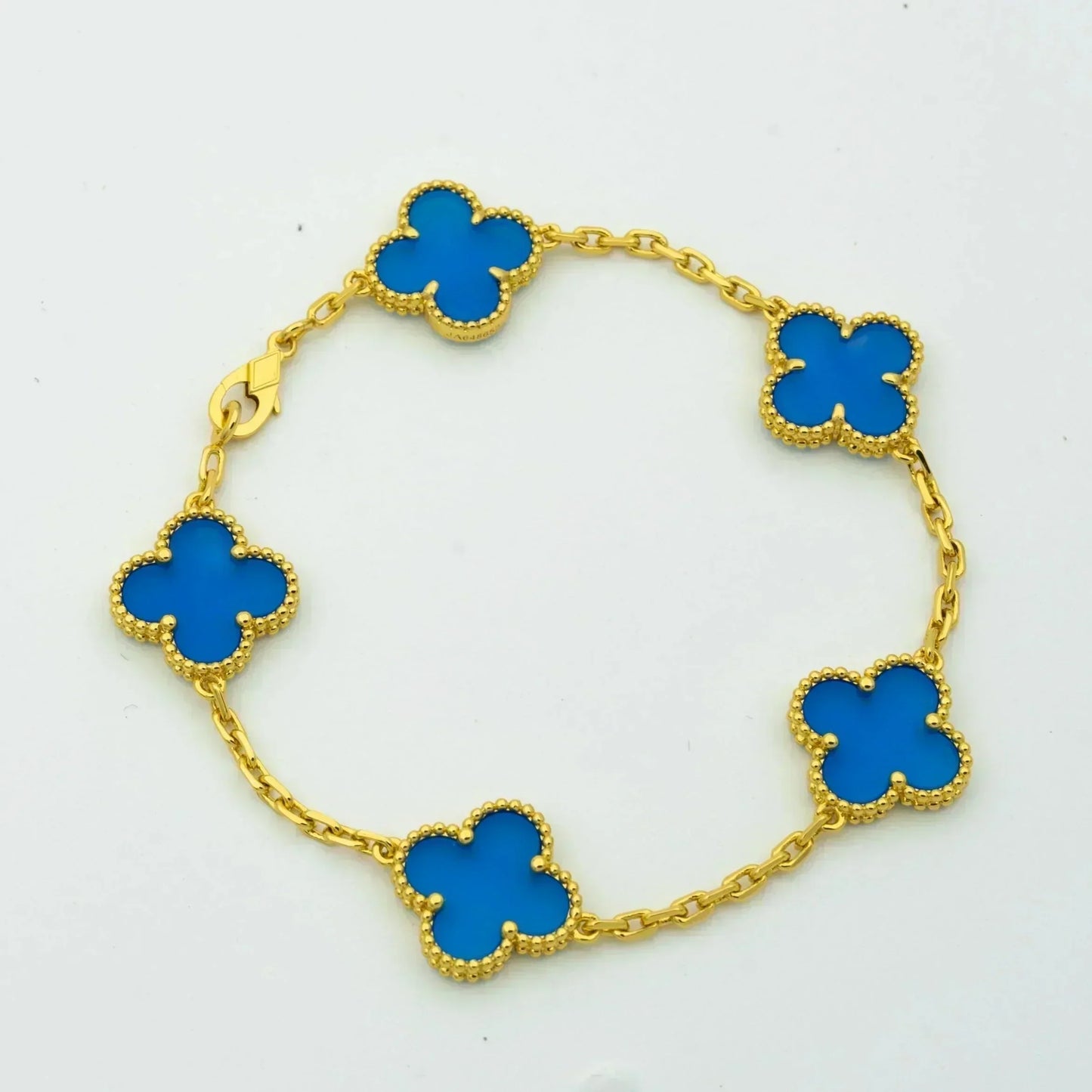 [Kincade Jewelrys]CLOVER 5 MOTIFS BLUE AGATE BRACELET