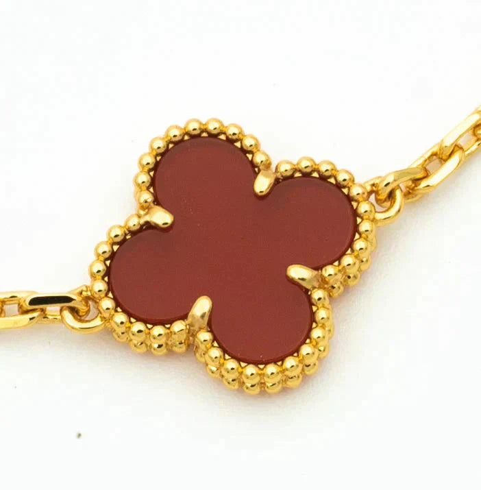 [Kincade Jewelrys]CLOVER  5 MOTIFS CARNELIAN GOLD BRACELET
