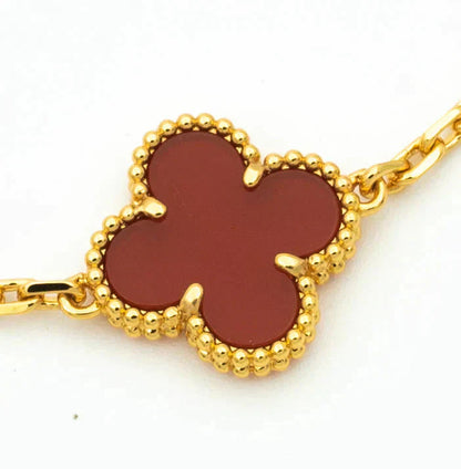 [Kincade Jewelrys]CLOVER  5 MOTIFS CARNELIAN GOLD BRACELET