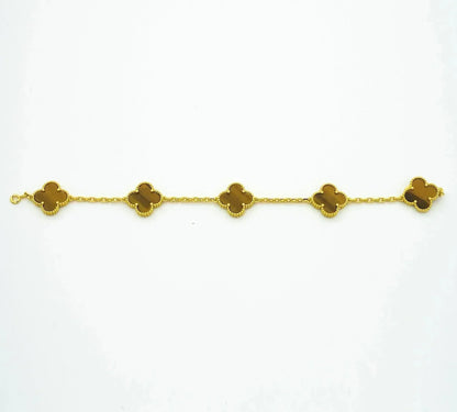 [Kincade Jewelrys]CLOVER  5 MOTIFS TIGER EYE BRACELET