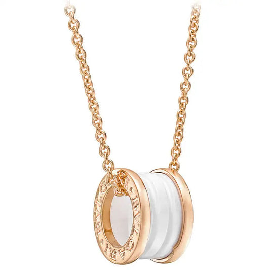 [Kincade Jewelrys]ZERO 1 WHITE CERAMIC PINK GOLD DIAMOND NECKLACE