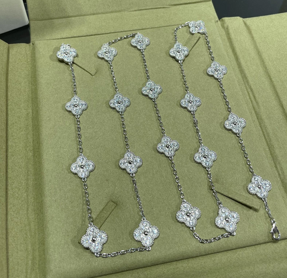 [Kincade Jewelrys]CLOVER 20 MOTIFS SILVER&GOLD  DIAMOND NECKLACE