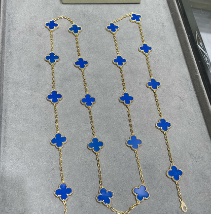 [Kincade Jewelrys]CLOVERS THE 20 MOTIFS BLUE AGATE NECKLACE