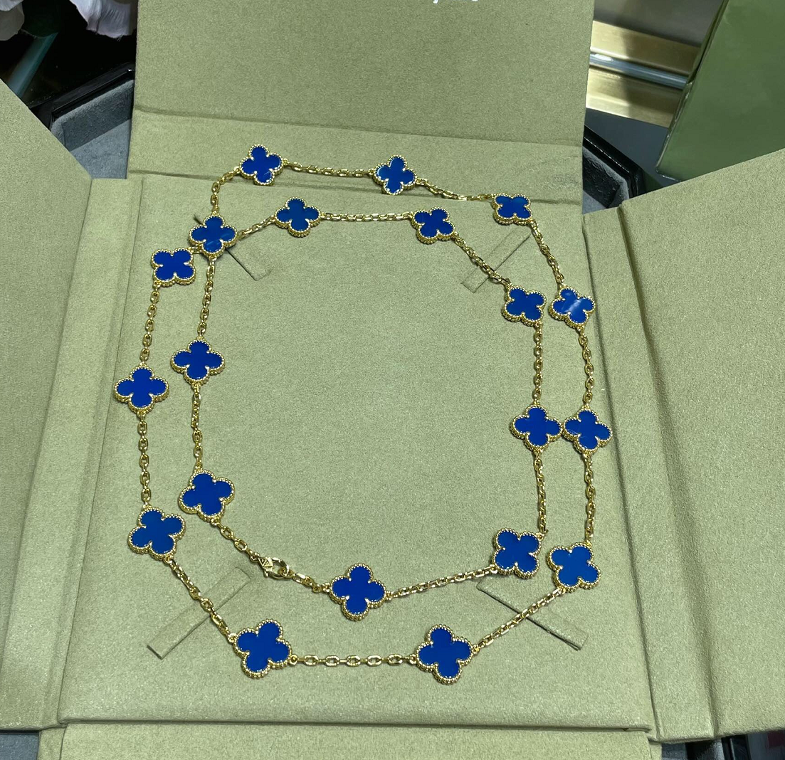 [Kincade Jewelrys]CLOVERS THE 20 MOTIFS BLUE AGATE NECKLACE
