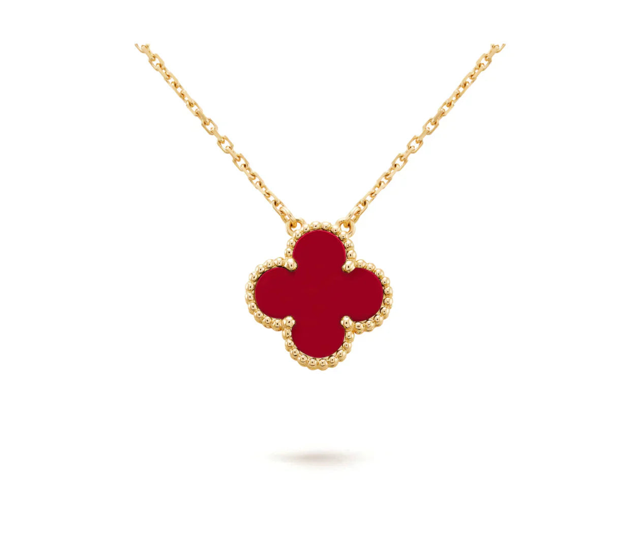 [Kincade Jewelrys]CLOVER 15MM CARNELIAN SINGLE FLOWER NECKLACE