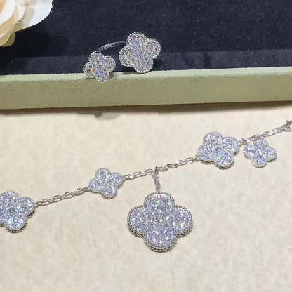 [Kincade Jewelrys]CLOVER 6 MOTIFS SILVER DIAMOND BRACELET