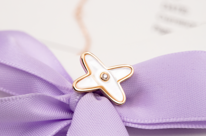 [Kincade Jewelrys]JEUX DE WHITE MOP ROSE GOLD DIAMOND EARRINGS