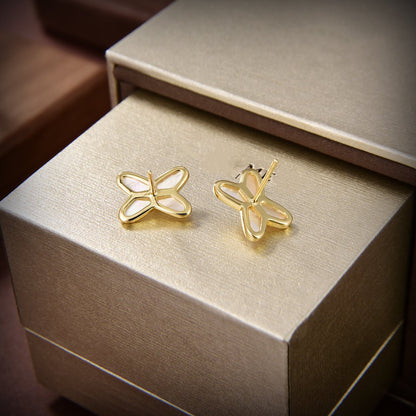 [Kincade Jewelrys]JEUX DE WHITE MOP GOLD DIAMOND EARRINGS