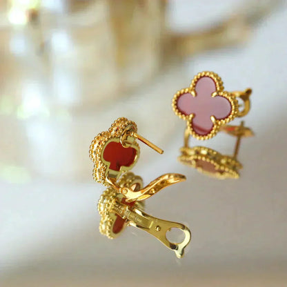 [Kincade Jewelrys]CLOVER MEDIUM 1 MOTIFS CARNELIAN  EARRINGS