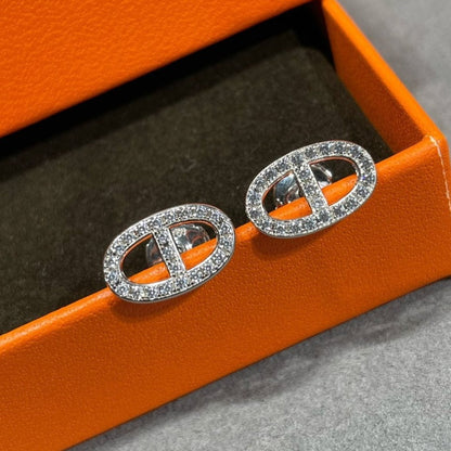 [Kincade Jewelrys]HM FULL DIAMOND PIG NOSE STUD EARRINGS