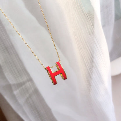 [Kincade Jewelrys]HM CLIC RED ENAMEL GOLD NECKLACE