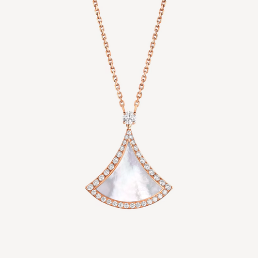 [Kincade Jewelrys]DREAM MOP DIAMOND PAVED PINK GOLD NECKLACE