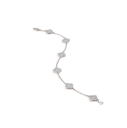 [Kincade Jewelrys]CLOVER 6 MOTIF SILVER DIAMOND BRACELET