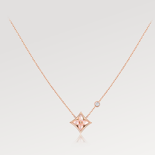 [Kincade Jewelrys]STAR PINK MOP 1 DIAMOND PINK GOLD NECKLACE