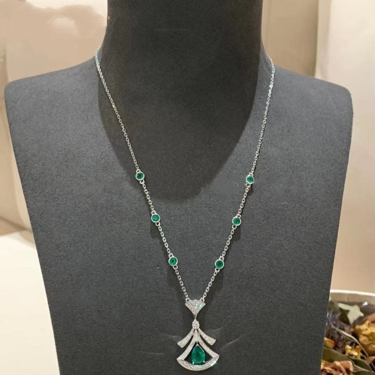 [Kincade Jewelrys]DREAM NECKLACE MALACHITE DIAMOND SILVER