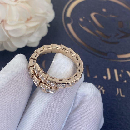 [Kincade Jewelrys]SERPENTI RING PINK GOLD DIAMOND PAVED 4MM