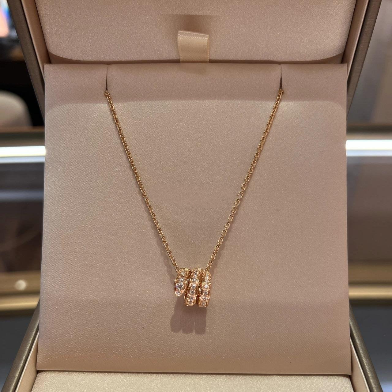 [Kincade Jewelrys]SERPENTI PINK GOLD NECKLACE DOUBLE RING DIAMOND