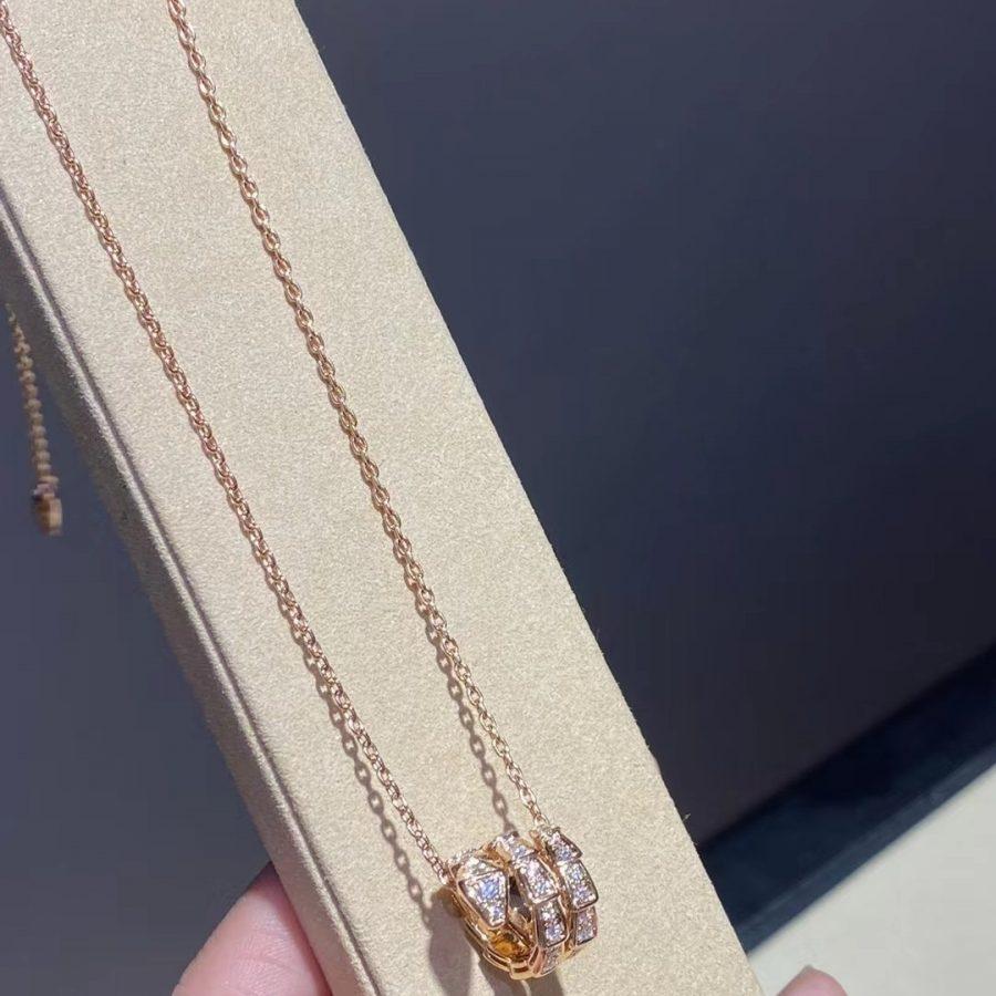 [Kincade Jewelrys]SERPENTI PINK GOLD NECKLACE DOUBLE RING DIAMOND