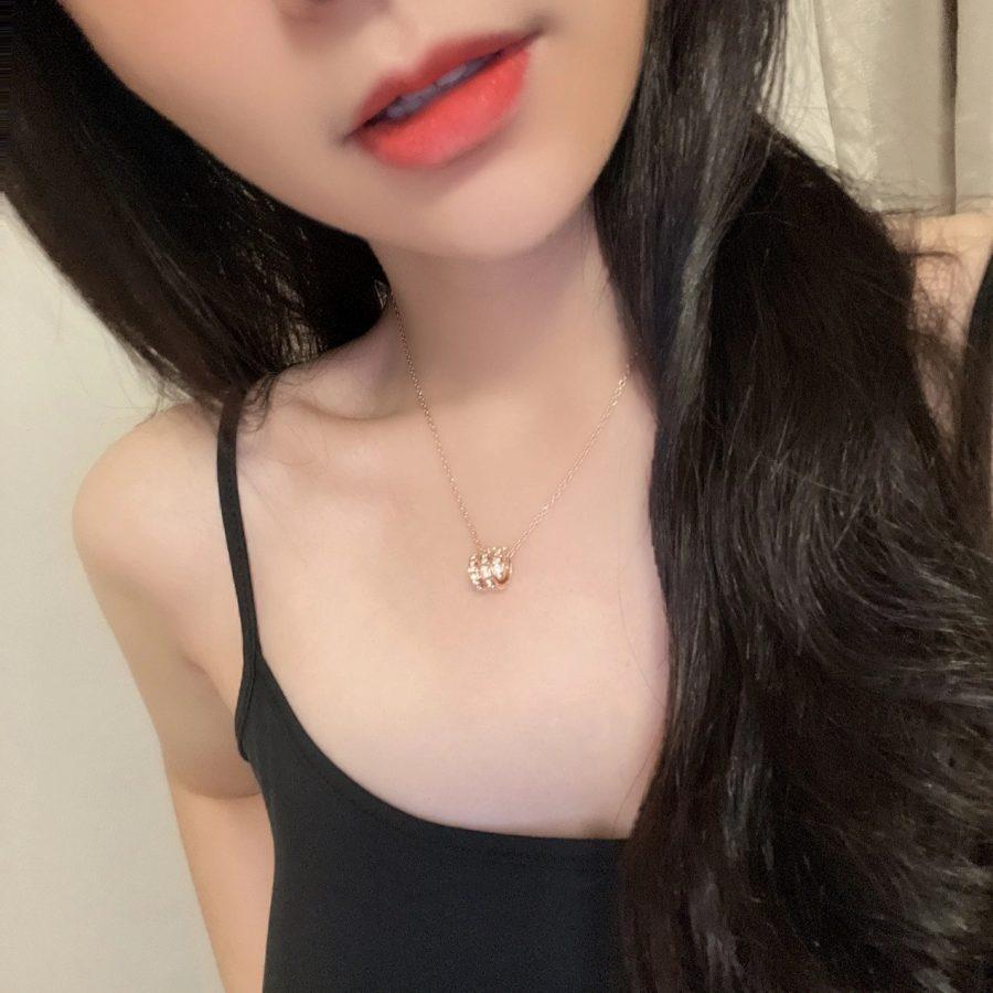 [Kincade Jewelrys]SERPENTI PINK GOLD NECKLACE DOUBLE RING DIAMOND