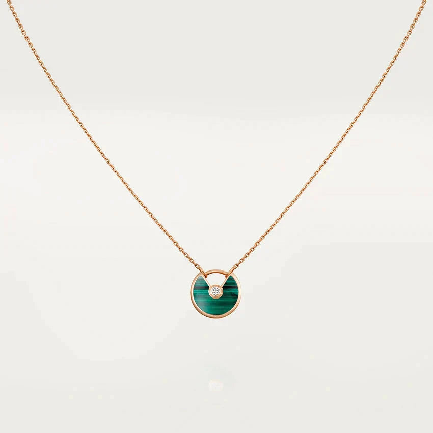 [Kincade Jewelrys]AMULETTE ROSE GOLD MALACHITE NECKLACE