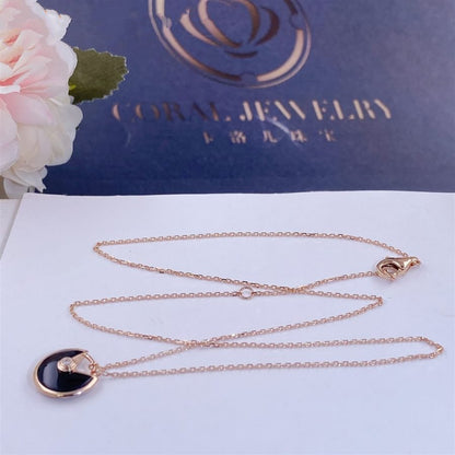 [Kincade Jewelrys]AMULETTE ROSE GOLD ONYX NECKLACE