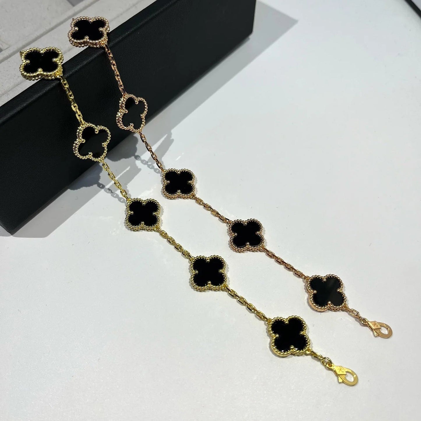 [Kincade Jewelrys]CLOVER  5 MOTIFS BLACK ONYX BRACELET