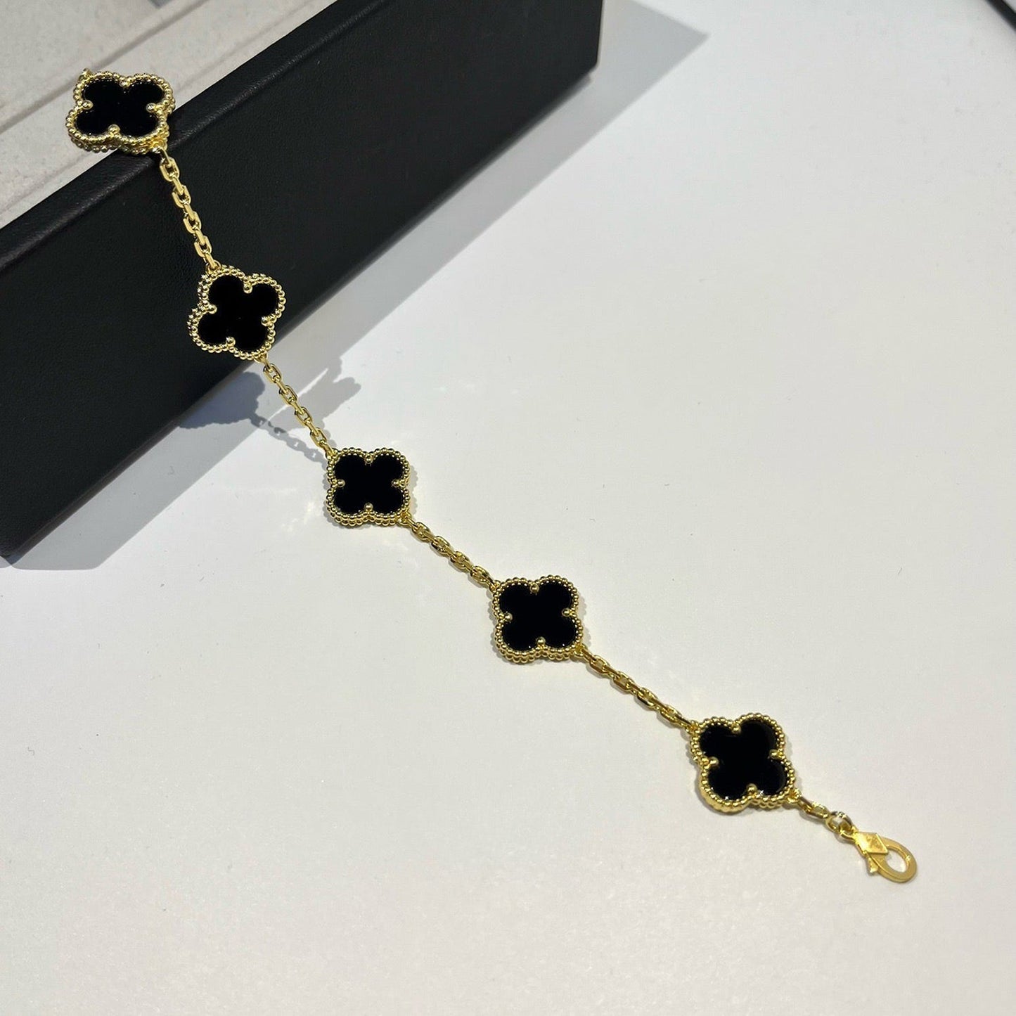 [Kincade Jewelrys]CLOVER  5 MOTIFS BLACK ONYX BRACELET