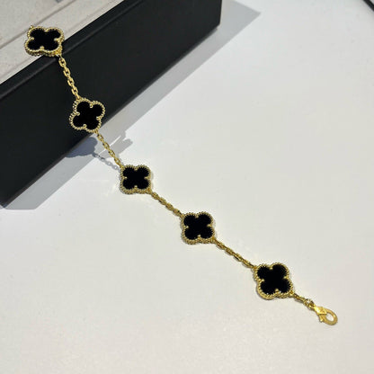 [Kincade Jewelrys]CLOVER  5 MOTIFS BLACK ONYX BRACELET