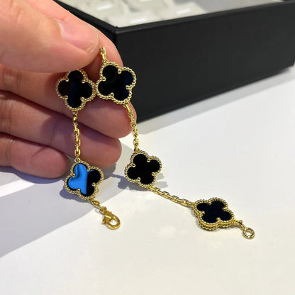 [Kincade Jewelrys]CLOVER  5 MOTIFS BLACK ONYX BRACELET