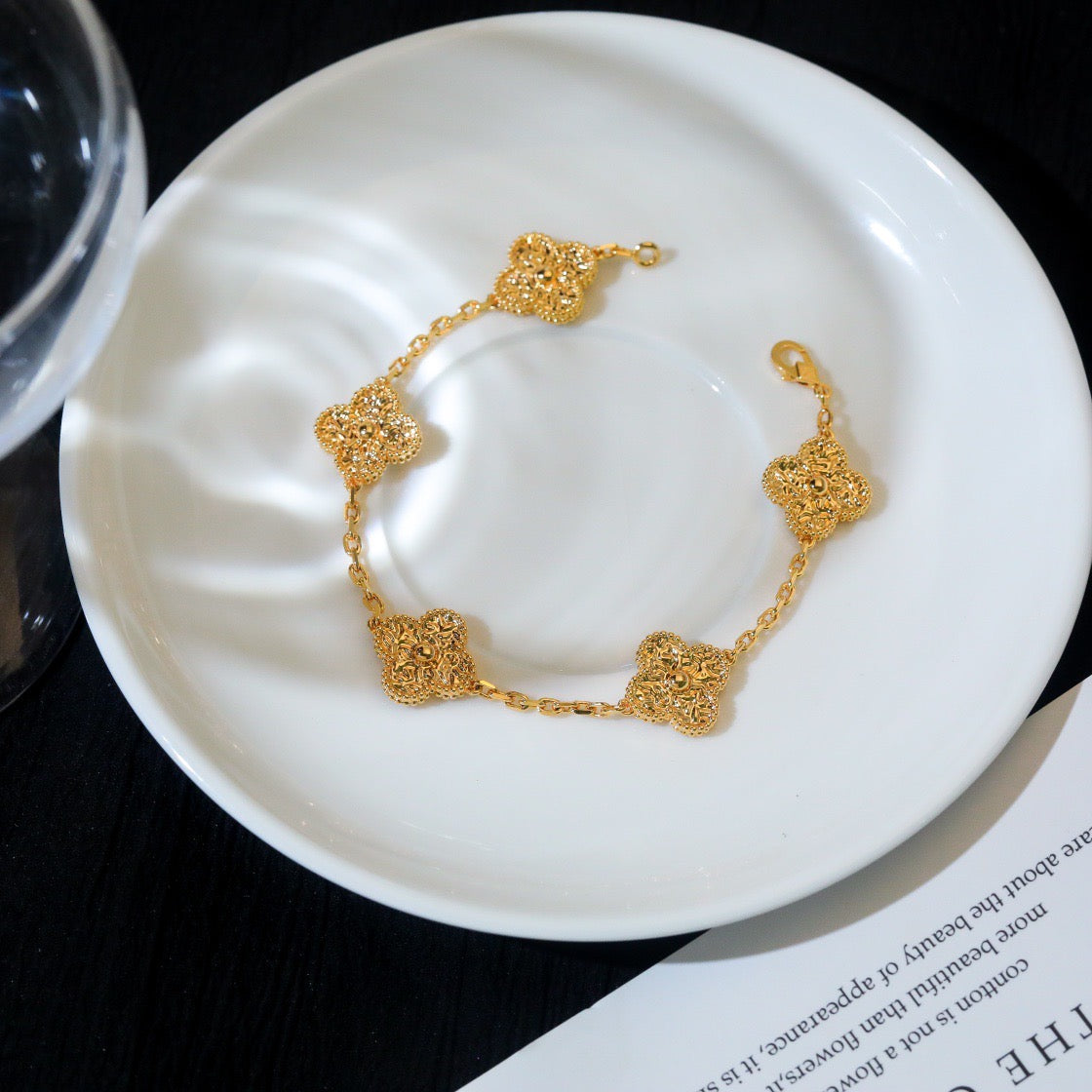 [Kincade Jewelrys]CLOVER 5 MOTIFS BRONZING BRACELET