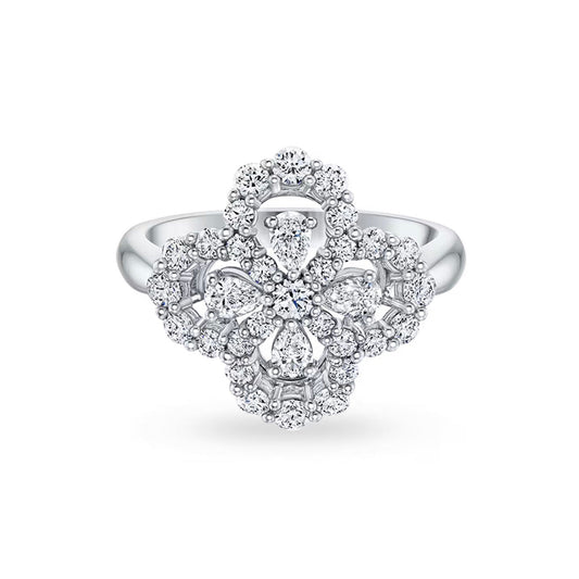 [Kincade Jewelrys]LOOP RING FULL MOTIF DIAMOND 16MM SILVE