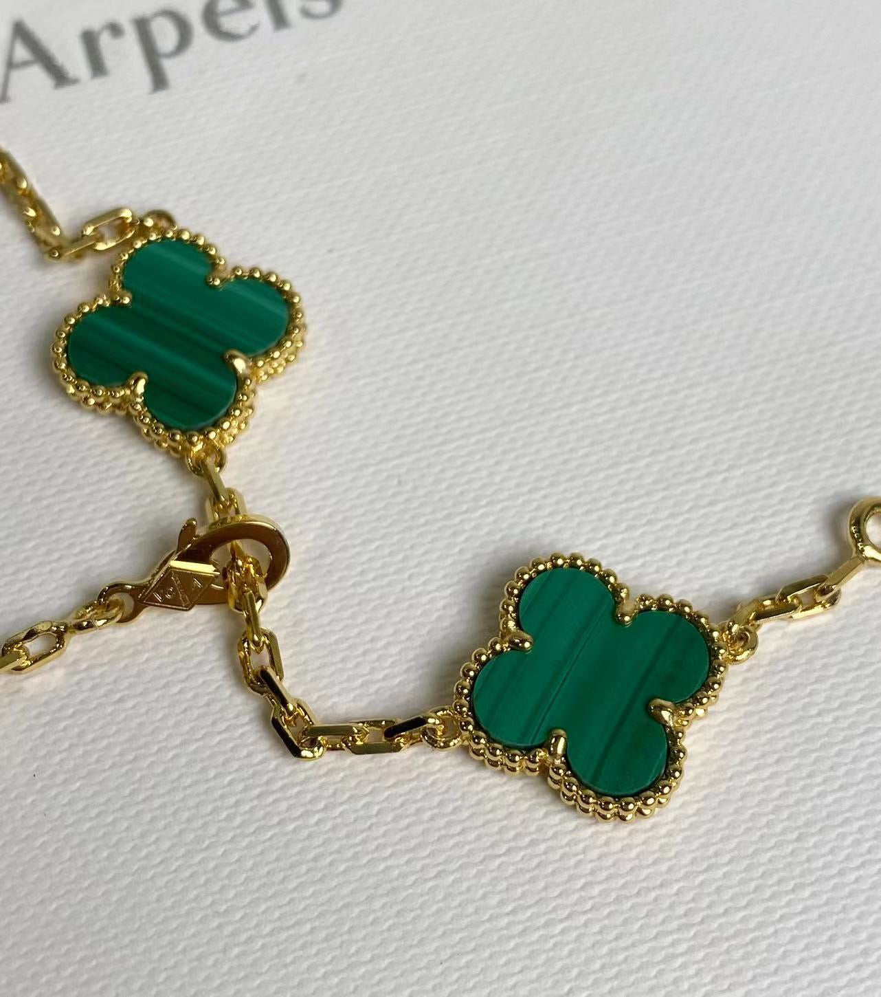 [Kincade Jewelrys]CLOVER 10 MOTIFS MALACHITE GOLD