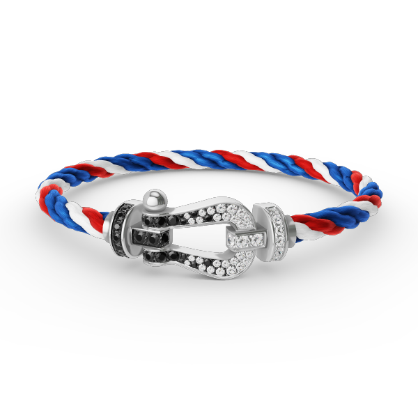 [Kincade Jewelrys]FORCE LARGE HORSESHOE BLACK WHITE DIAMOND BRACELET SILVER