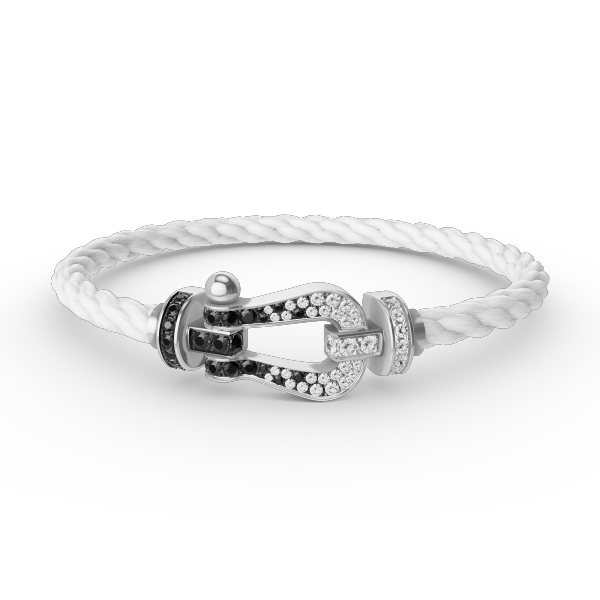 [Kincade Jewelrys]FORCE LARGE HORSESHOE BLACK WHITE DIAMOND BRACELET SILVER