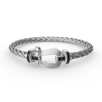 [Kincade Jewelrys]FORCE LARGE HORSESHOE BLACK DIAMOND BRACELET SILVER
