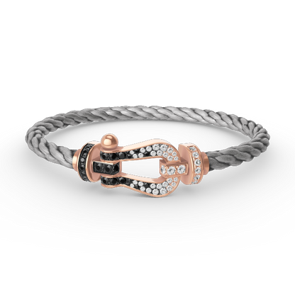 [Kincade Jewelrys]FORCE LARGE HORSESHOE BLACK WHITE DIAMOND BRACELET ROSE GOLD