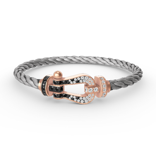 [Kincade Jewelrys]FORCE LARGE HORSESHOE BLACK WHITE DIAMOND BRACELET ROSE GOLD