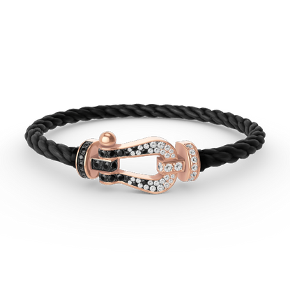 [Kincade Jewelrys]FORCE LARGE HORSESHOE BLACK WHITE DIAMOND BRACELET ROSE GOLD