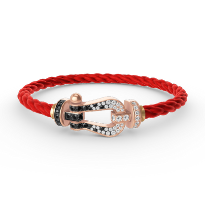 [Kincade Jewelrys]FORCE LARGE HORSESHOE BLACK WHITE DIAMOND BRACELET ROSE GOLD